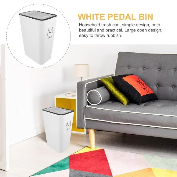 Modern Press Top Slim Plastic Rubbish Bin 12Liter