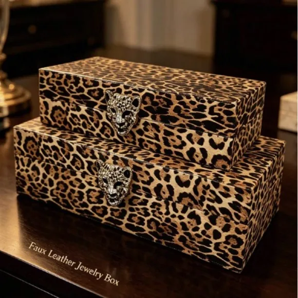 Leopard Print Storage Box Set of 2