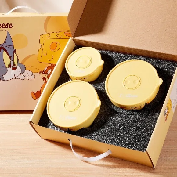 Tom and Jerry Officially Licensed Ceramic Food Storage Bowl 3-Piece Gift Set