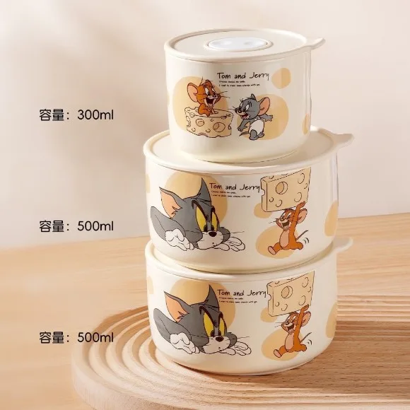 Tom and Jerry Officially Licensed Ceramic Food Storage Bowl 3-Piece Gift Set