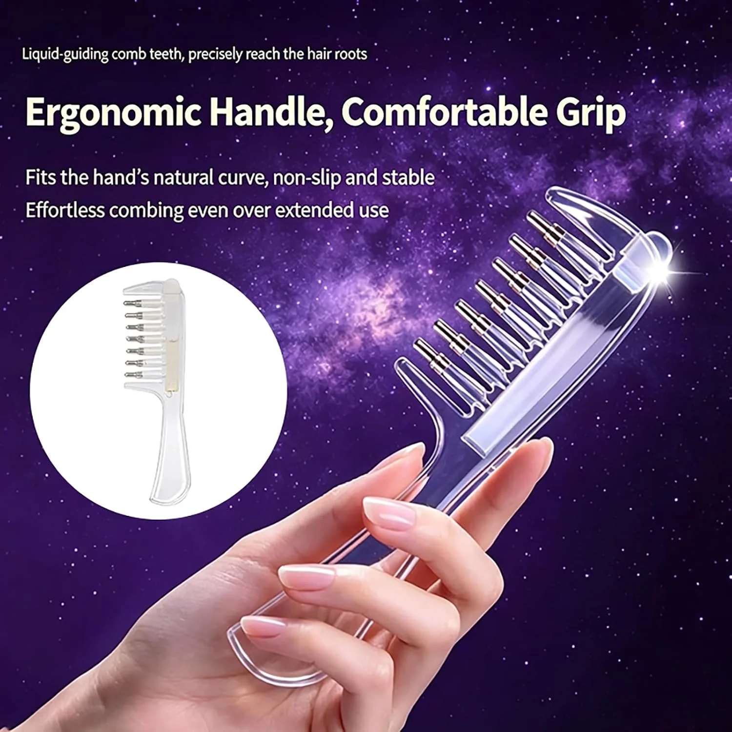 Unisex Transparent Hair Oil Comb Applicator Massage with Built-In Liquid Reservoir