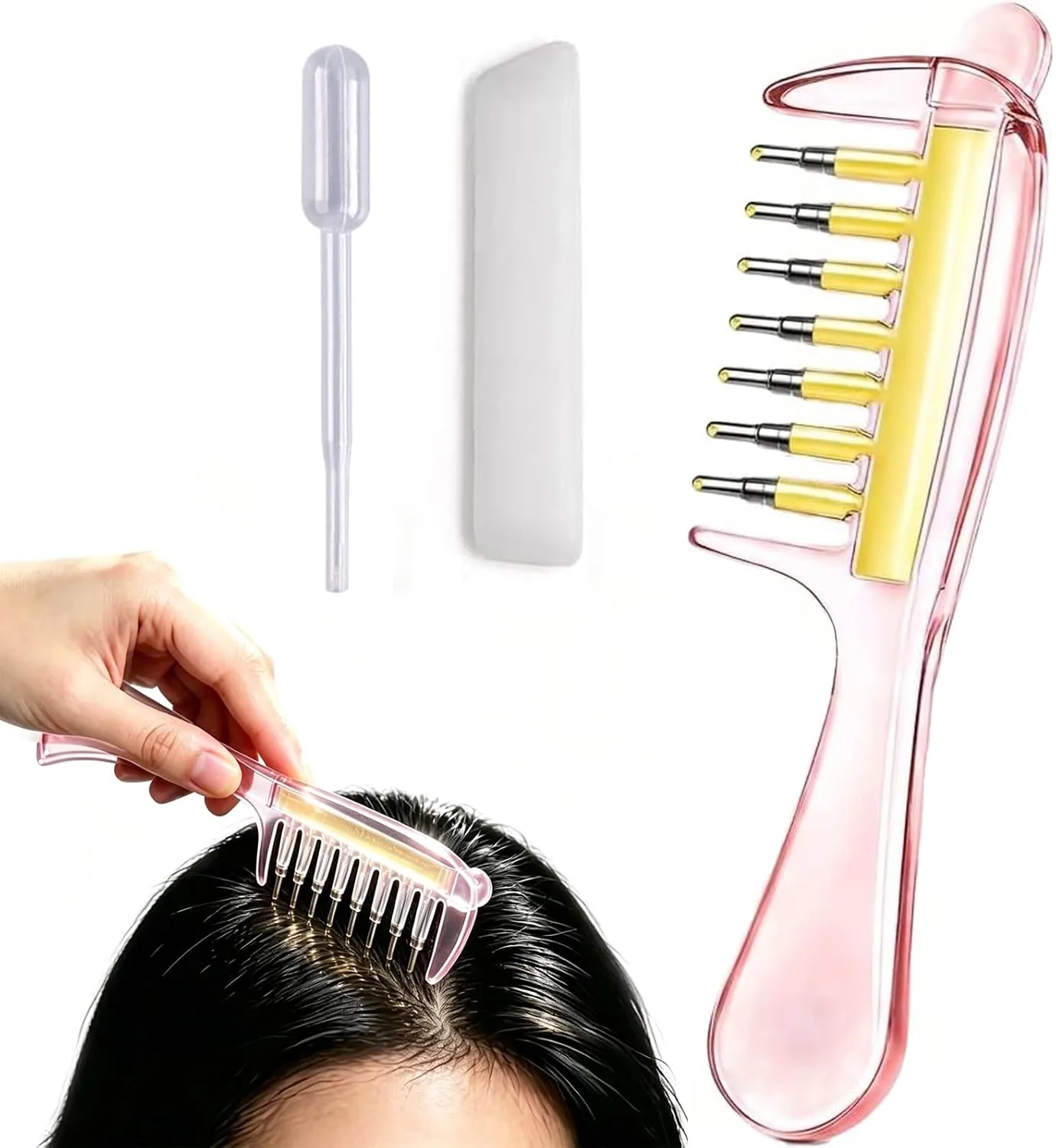 Unisex Transparent Hair Oil Comb Applicator Massage with Built-In Liquid Reservoir