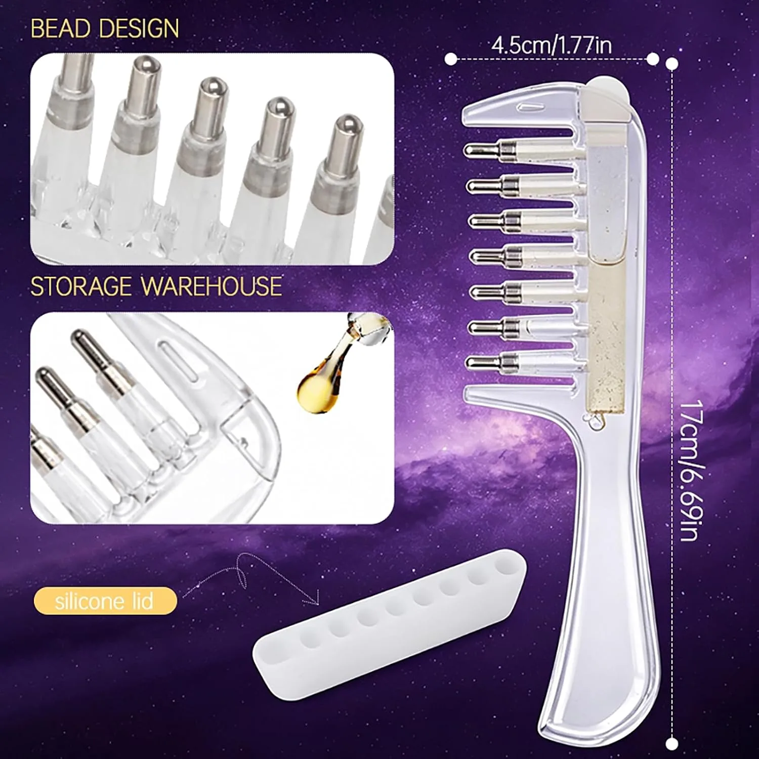 Unisex Transparent Hair Oil Comb Applicator Massage with Built-In Liquid Reservoir