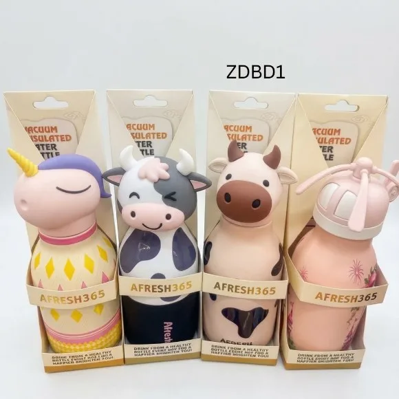 Viral Animal Water Bottles Metal Sus 316 Steel Bottle With Straw Brush