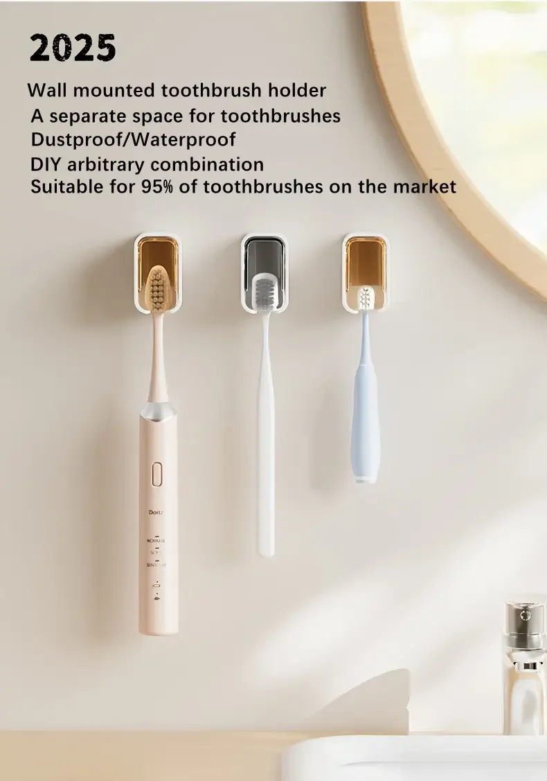 1pc of bathroom accessory a wall mounted toothbrush storage box that requires no drilling suitable for electric and regular toothbrushes space Product details 0