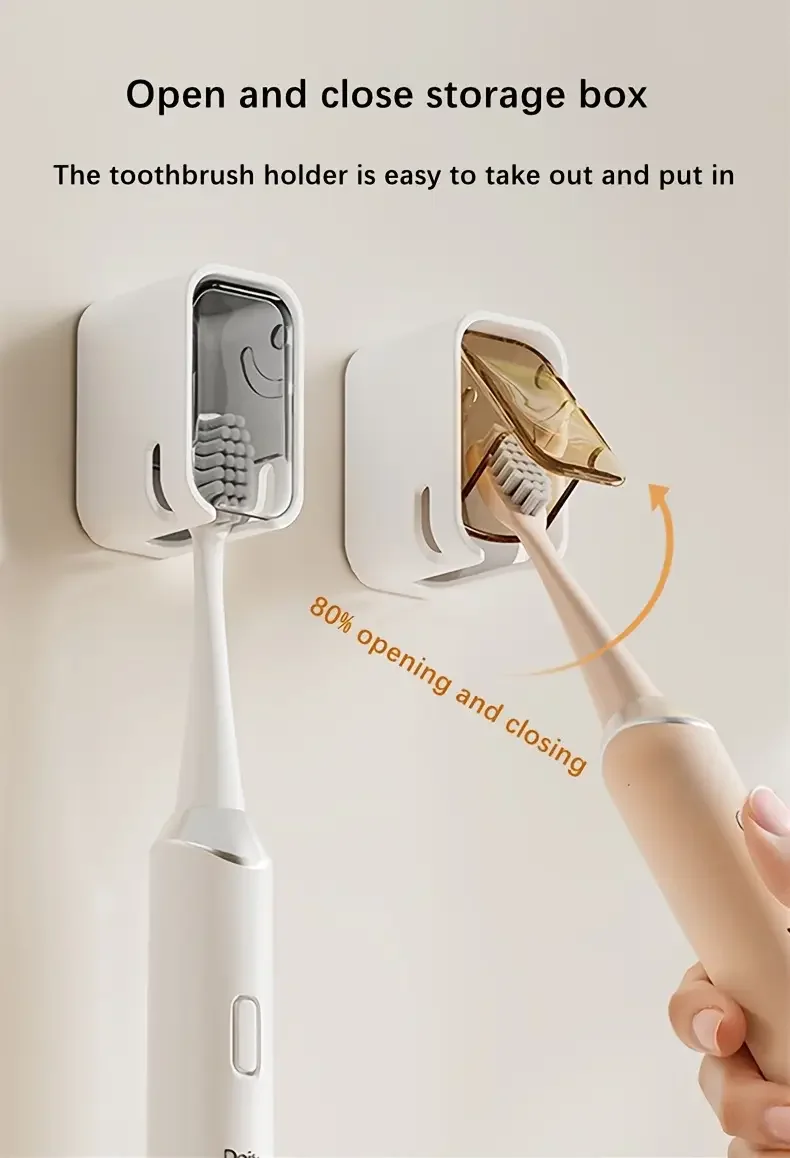 1pc of bathroom accessory a wall mounted toothbrush storage box that requires no drilling suitable for electric and regular toothbrushes space Product details 2