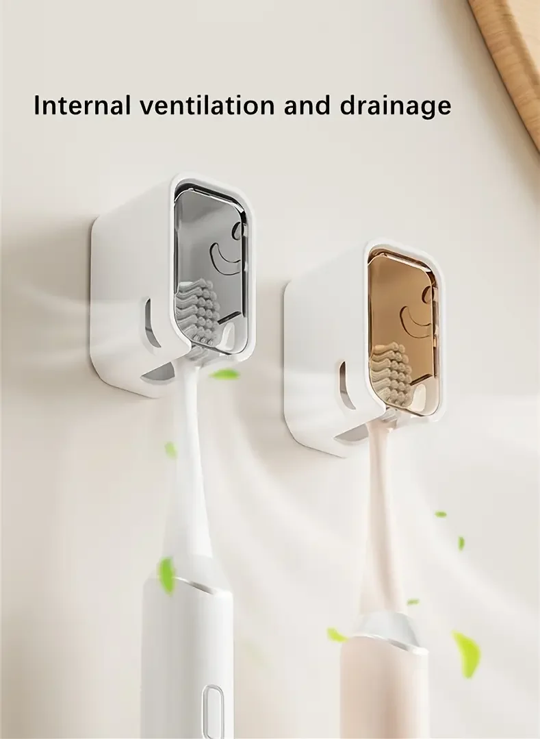 1pc of bathroom accessory a wall mounted toothbrush storage box that requires no drilling suitable for electric and regular toothbrushes space Product details 4