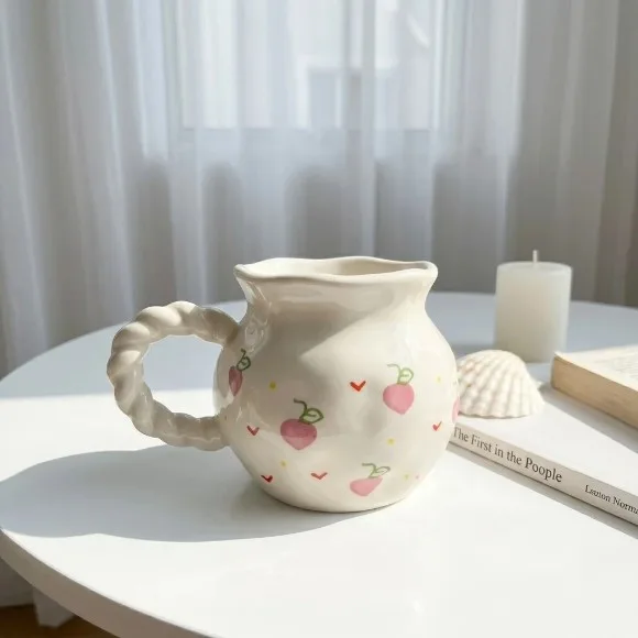 Wavy Fruity Floral Mug - Cute Aesthetic Mug 300 ml - 1 Pcs