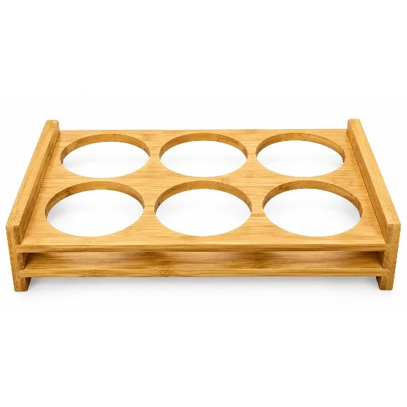 Wood Glass Tray Holder Drink Cup Storage Holder Serving Tray - 6 Hole