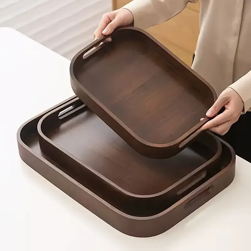 a handcrafted wooden tray with two handles dining entertaining decorating and organizing ideal for baskets boxes and containers making it a great gift non food contact Product details 1