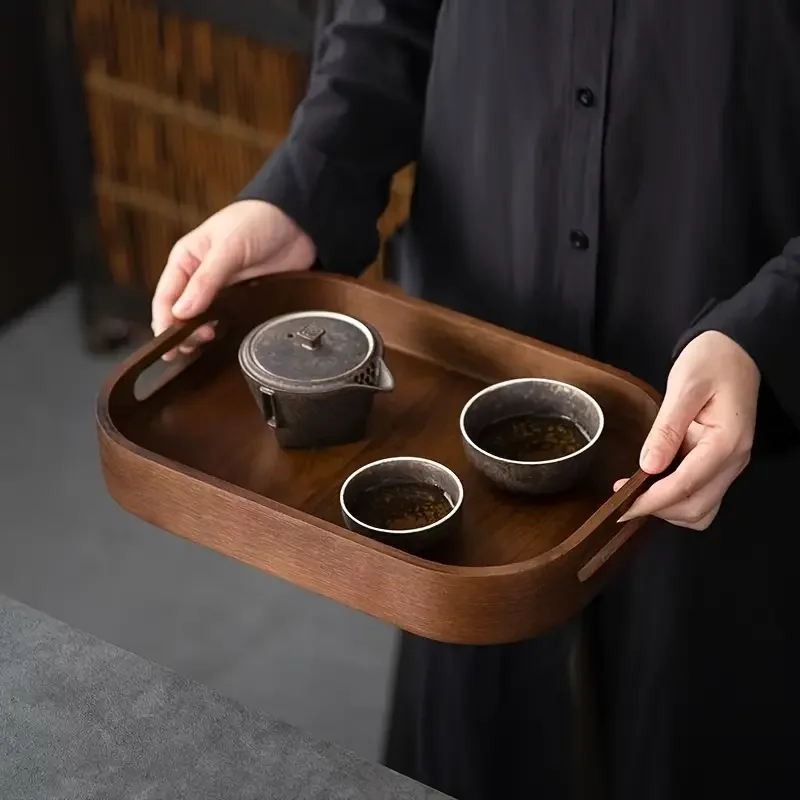 a handcrafted wooden tray with two handles dining entertaining decorating and organizing ideal for baskets boxes and containers making it a great gift non food contact Product details 3