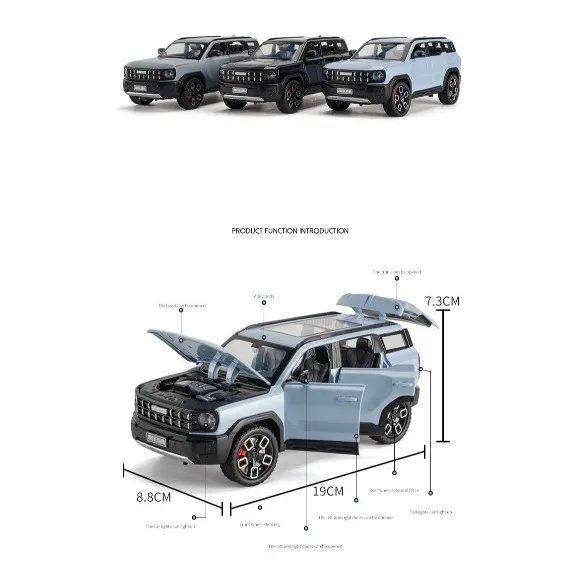 1:24 Haval X-DOG SUV Diecast Alloy Car Model – Off-Road Toy with Sound & Light