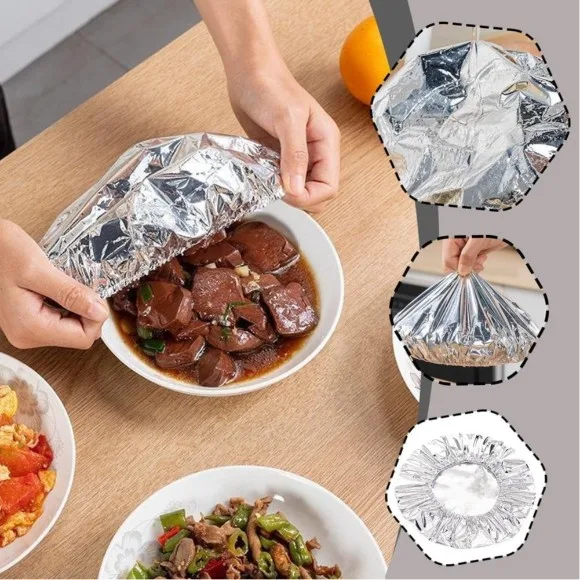 10 PCS Aluminium Foil Food Cover, Repeatable Insulation Foil Fresh Keeping Bag for Kitchen