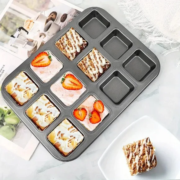 12-Mini Loaf Baking Pans Kitchen Cake Square Household Bread Muffin Multi-function Mold
