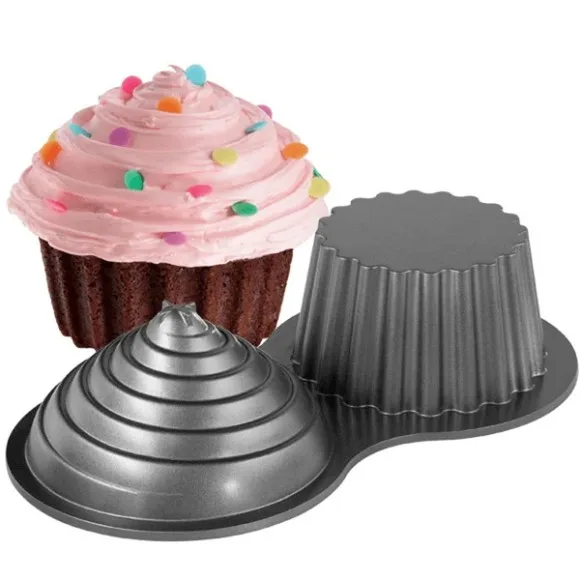 2 Cup Cake Maker Non-Stick Giant Cupcake Mould Jumbo Cake Mold
