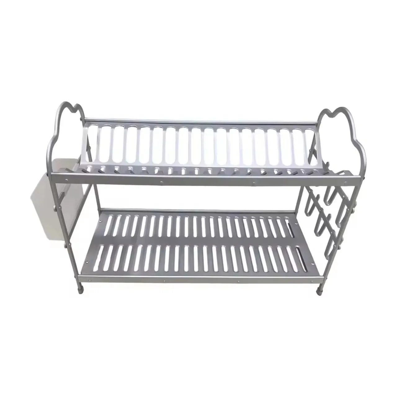 2 Tier Dish Rack Aluminium Sink Dish Drying Rack With Drainboard