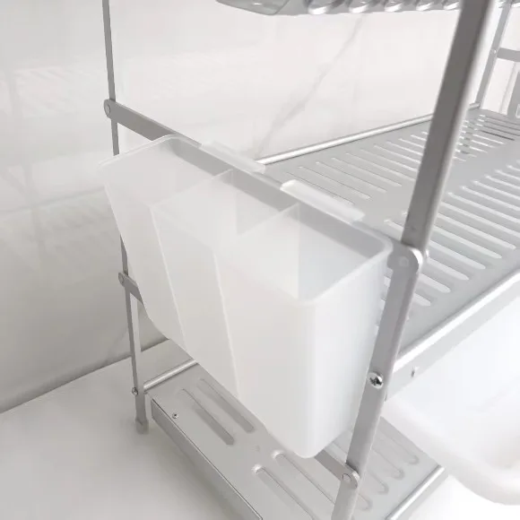 2 Tier Dish Rack Aluminium Sink Dish Drying Rack With Drainboard