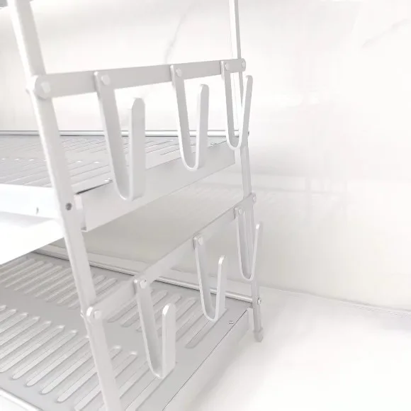 2 Tier Dish Rack Aluminium Sink Dish Drying Rack With Drainboard
