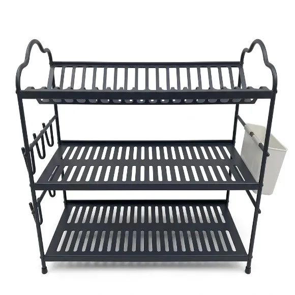 2 Tier Dish Rack Aluminium Sink Dish Drying Rack With Drainboard