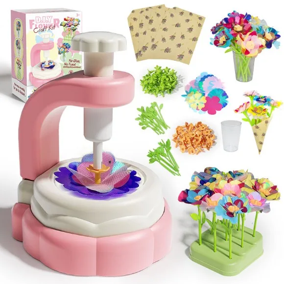 2025 New Bouquet Handmade Toys Flower Craft Kit Diy Kids Embossing Machine Simulation Activities Holiday Parties for Kids Gifts