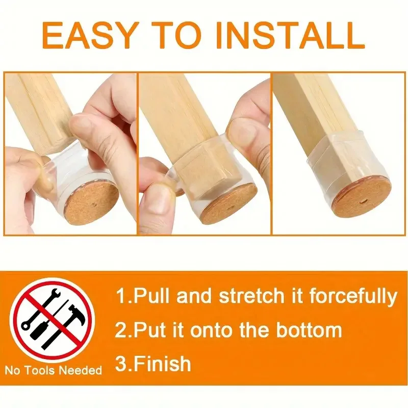 4pcs Chair Leg Caps Floor Protector Pads for Silicone Furniture Leg Mute Transparent Leg Protectors Cap Floor Scratch Resistant