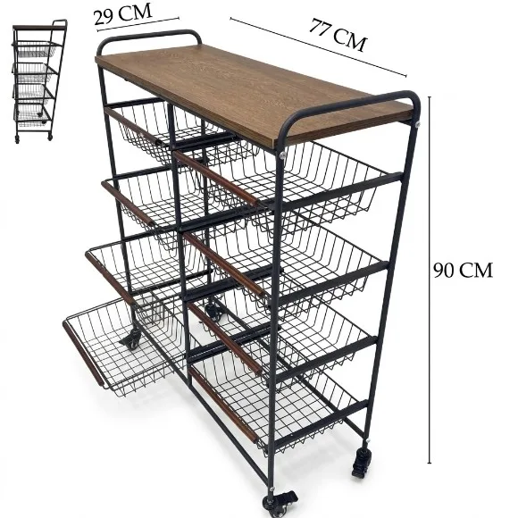 4-Tier Double Shelf Fruit Vegetable Stand