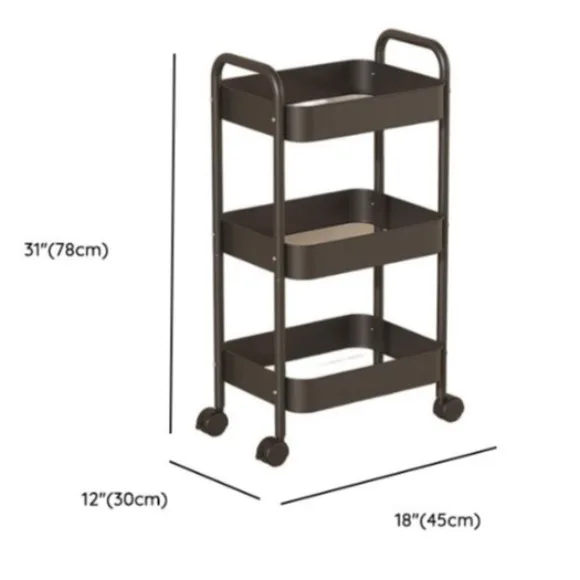 3-Tier Metal Cart Lockable Wheels Salon Trolley Heavy-Duty Frame