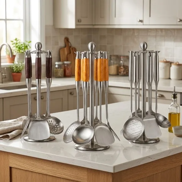 304 Stainless Steel Cooking Kitchen Utensil Cooking Spoon Set of 7
