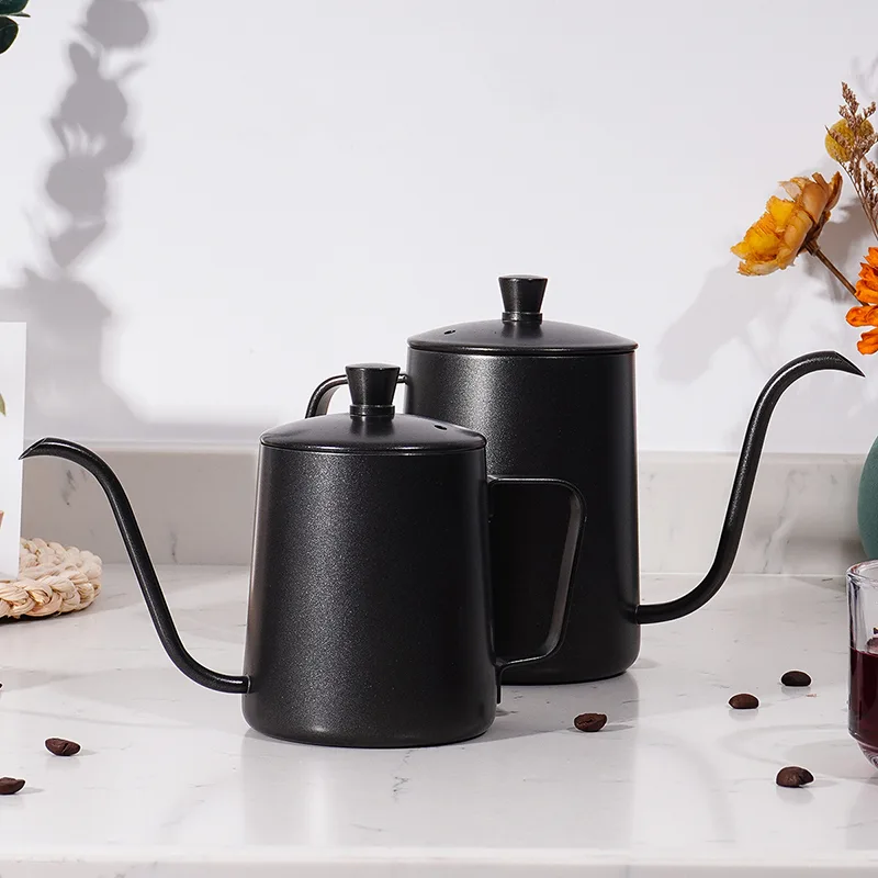 600ML Drip Kettle Coffee Tea Pot Non-stick Coating Food Grade Stainless Steel Gooseneck Thin Mouth Coffee Drip Kettle