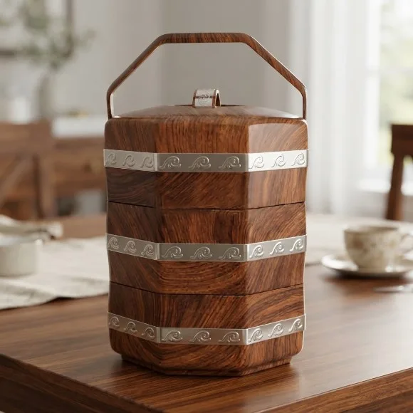 4.5L Insulated ABS Wooden Food Warmer With Handle