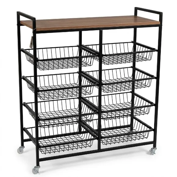 4-Tier Double Shelf Fruit Vegetable Stand
