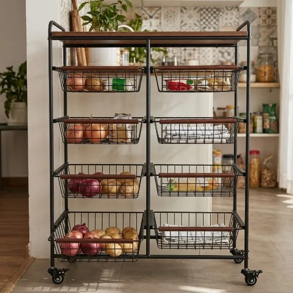 4-Tier Double Shelf Fruit Vegetable Stand