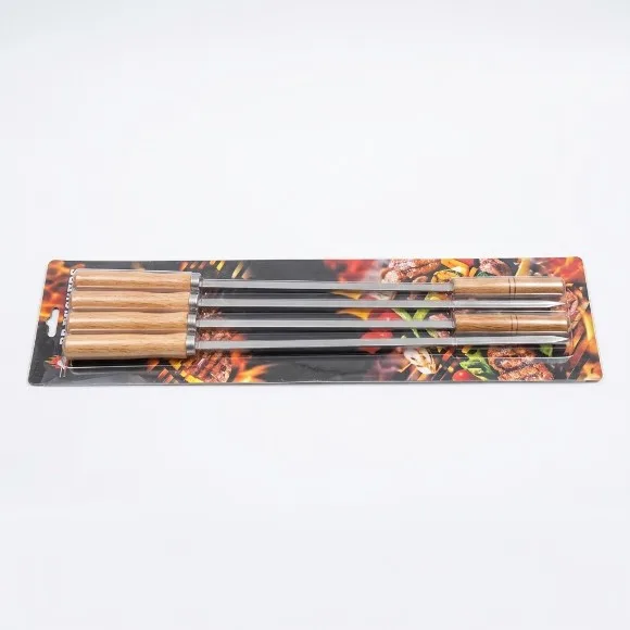 40cm Zinc BBQ Skewers – 6-Piece Reusable Grill Needle Set