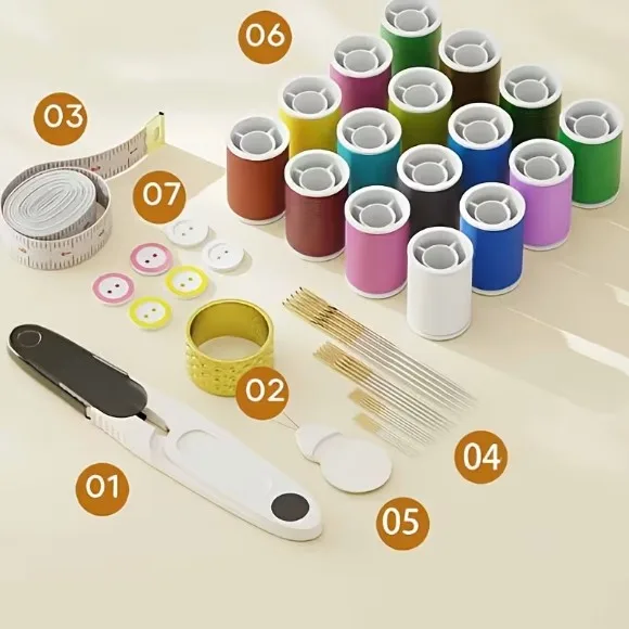 47pcs Sewing Needle and Thread Kit Multi-Functional Magnetic Sewing Box Set