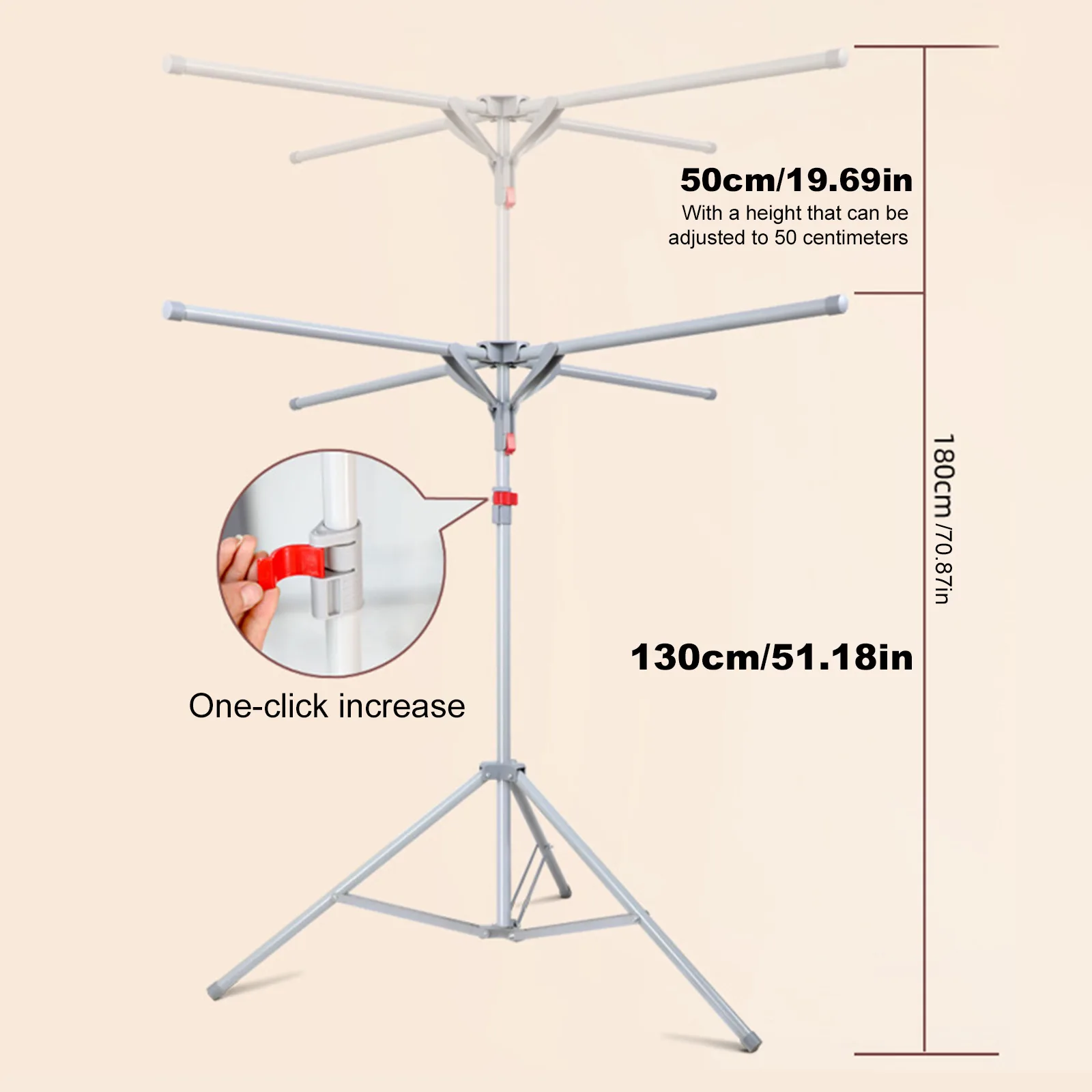 Foldable Portable Drying Rack Height-Adjustable Floor Folding Drying Rack for Indoor/Outdoor