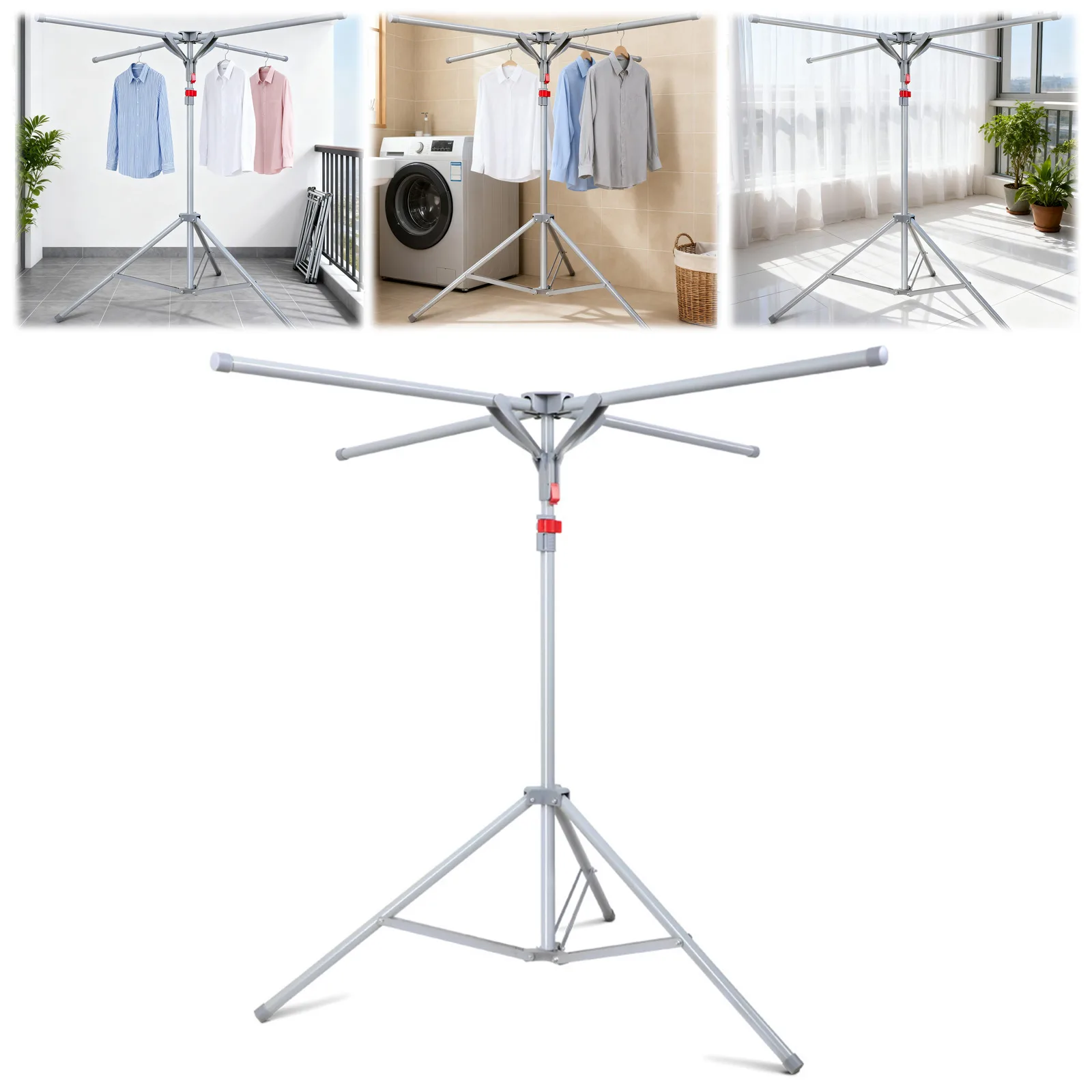 Foldable Portable Drying Rack Height-Adjustable Floor Folding Drying Rack for Indoor/Outdoor