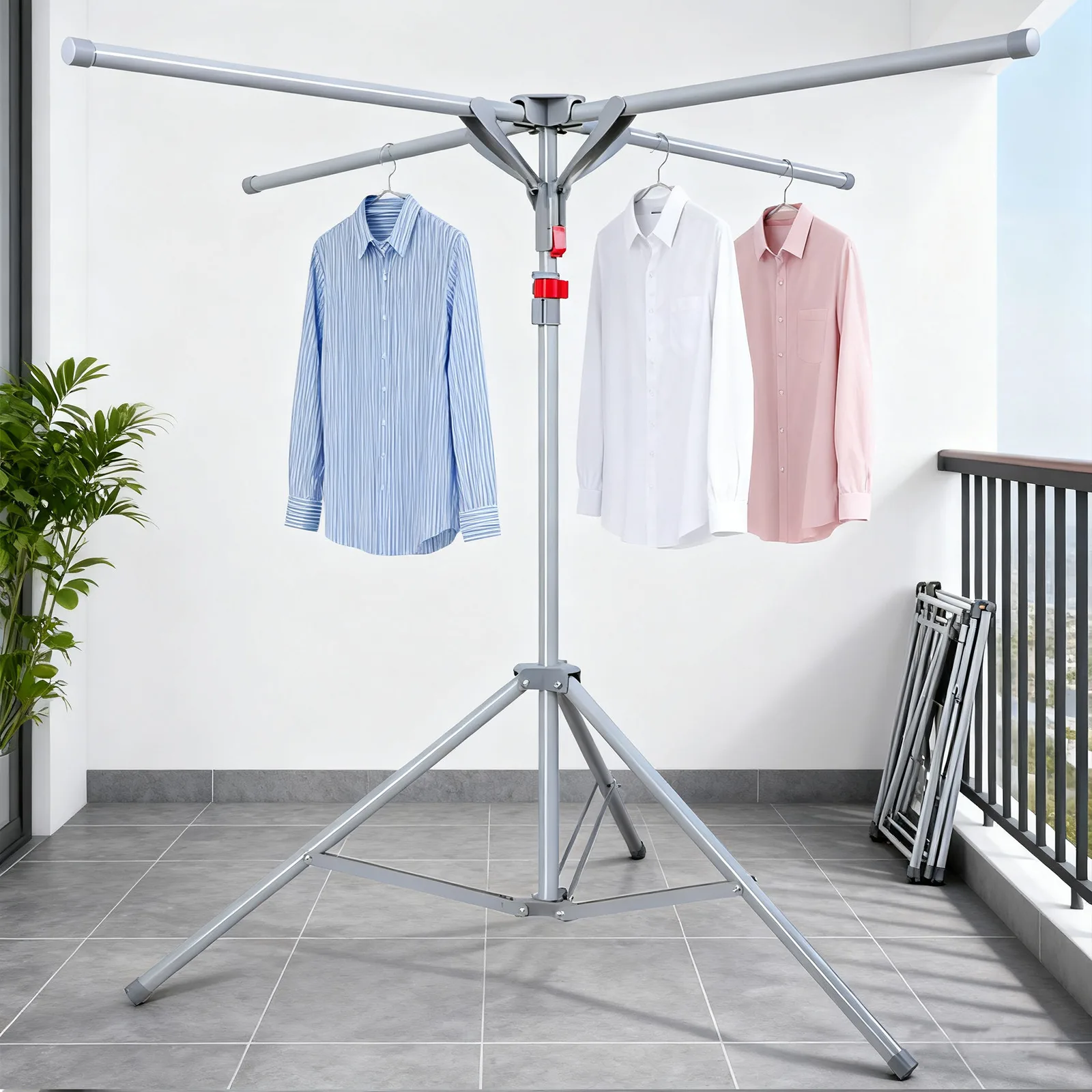 Foldable Portable Drying Rack Height-Adjustable Floor Folding Drying Rack for Indoor/Outdoor