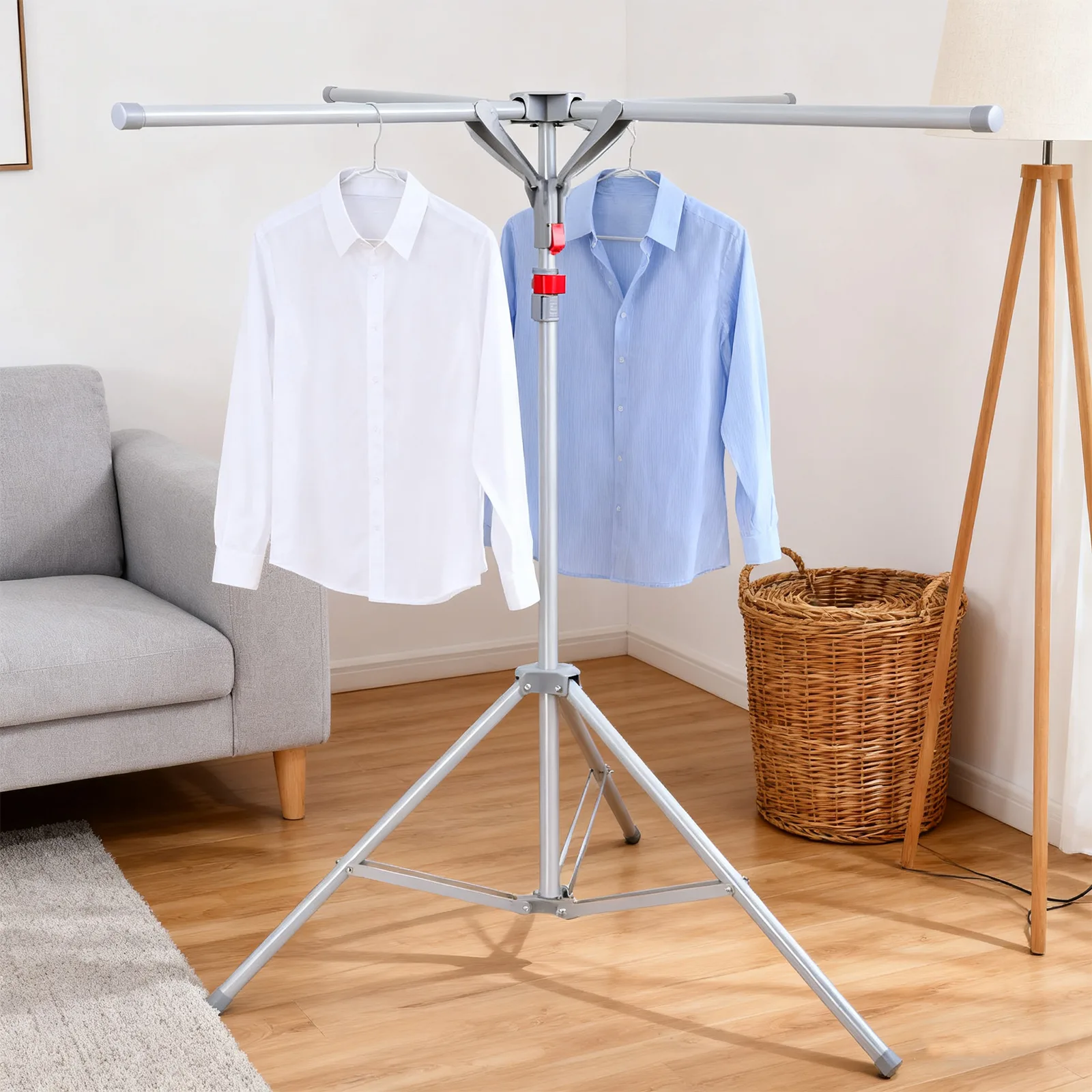 Foldable Portable Drying Rack Height-Adjustable Floor Folding Drying Rack for Indoor/Outdoor