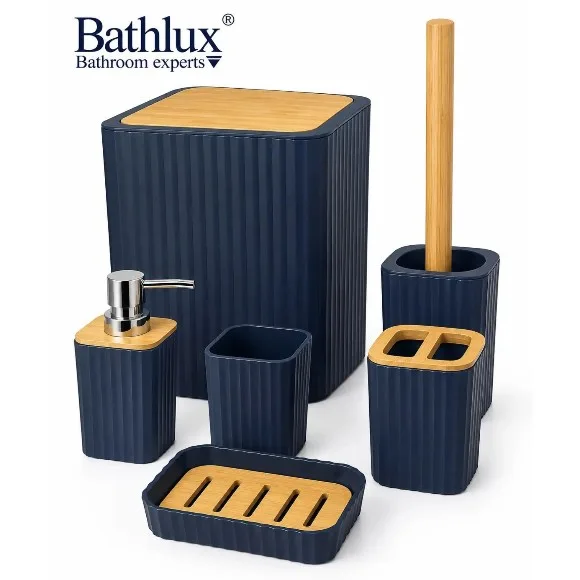 6-Piece Modern Ribbed Bathroom Accessory Set thumbnail 3