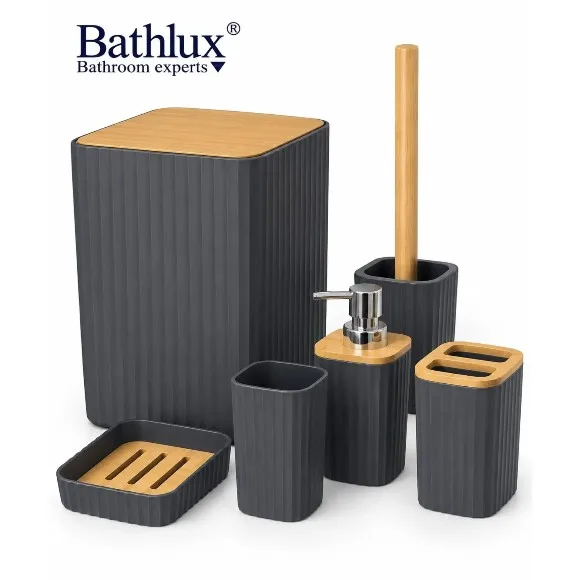 6-Piece Modern Ribbed Bathroom Accessory Set thumbnail 4