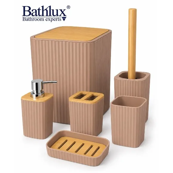 6-Piece Modern Ribbed Bathroom Accessory Set thumbnail 5