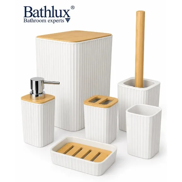 6-Piece Modern Ribbed Bathroom Accessory Set thumbnail 2