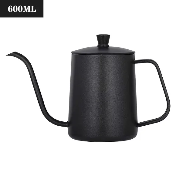600ML Drip Kettle Coffee Tea Pot Non-stick Coating Food Grade Stainless Steel Gooseneck Thin Mouth Coffee Drip Kettle