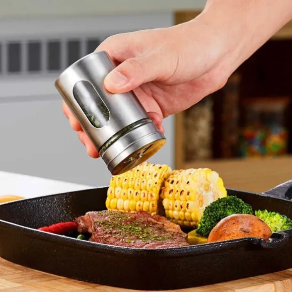 6pcs Stainless Steel Seasoning Condiment Jar Glass Bottle