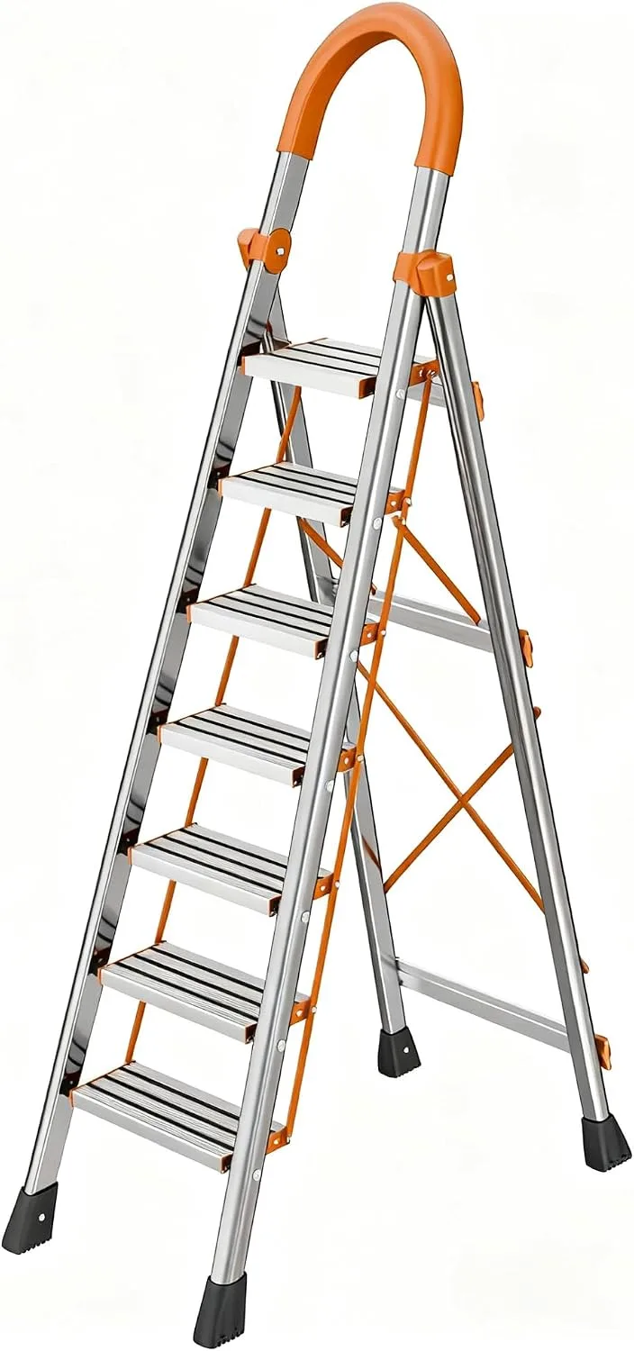 7 Step Foldable Ladder Stainless Steel