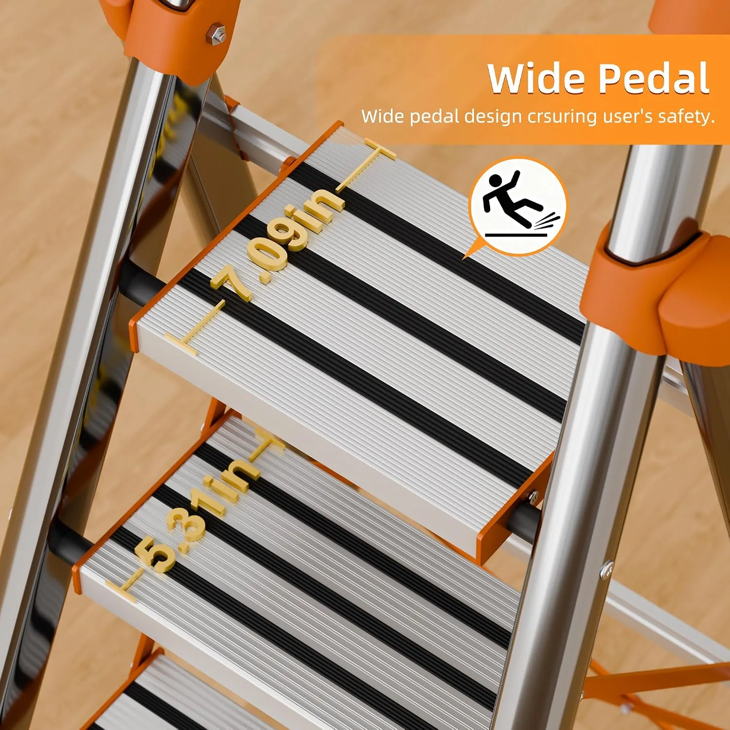 7 Step Foldable Ladder Stainless Steel