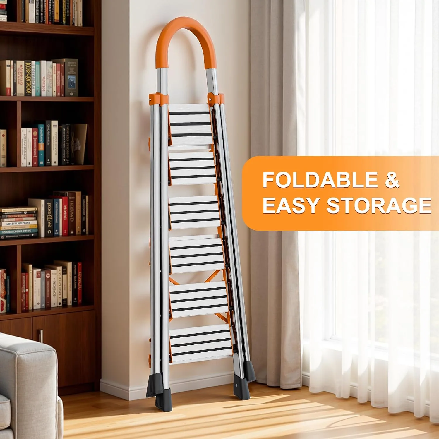7 Step Foldable Ladder Stainless Steel
