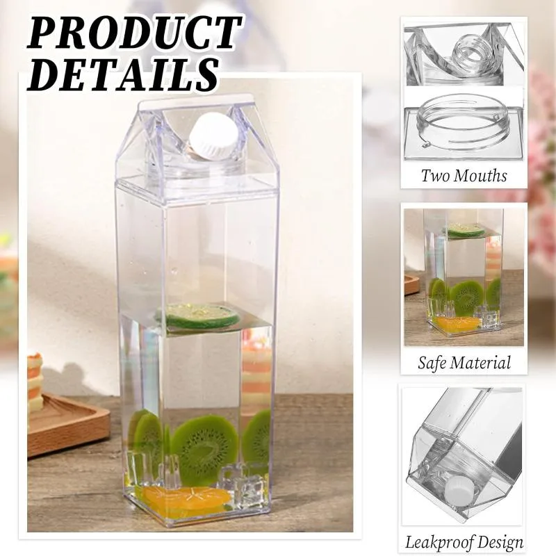 Transparent Milk Bottle Square For Milk Coffee Juice 1000ml
