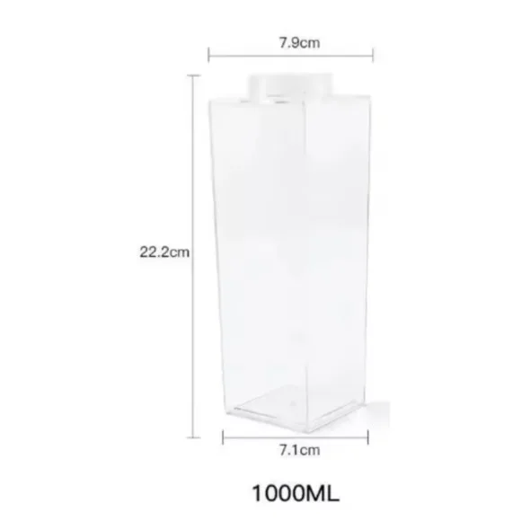 Transparent Milk Bottle Square For Milk Coffee Juice 1000ml
