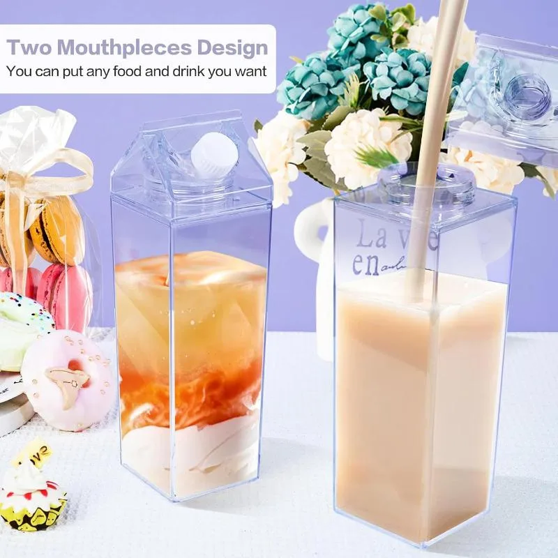Transparent Milk Bottle Square For Milk Coffee Juice 1000ml